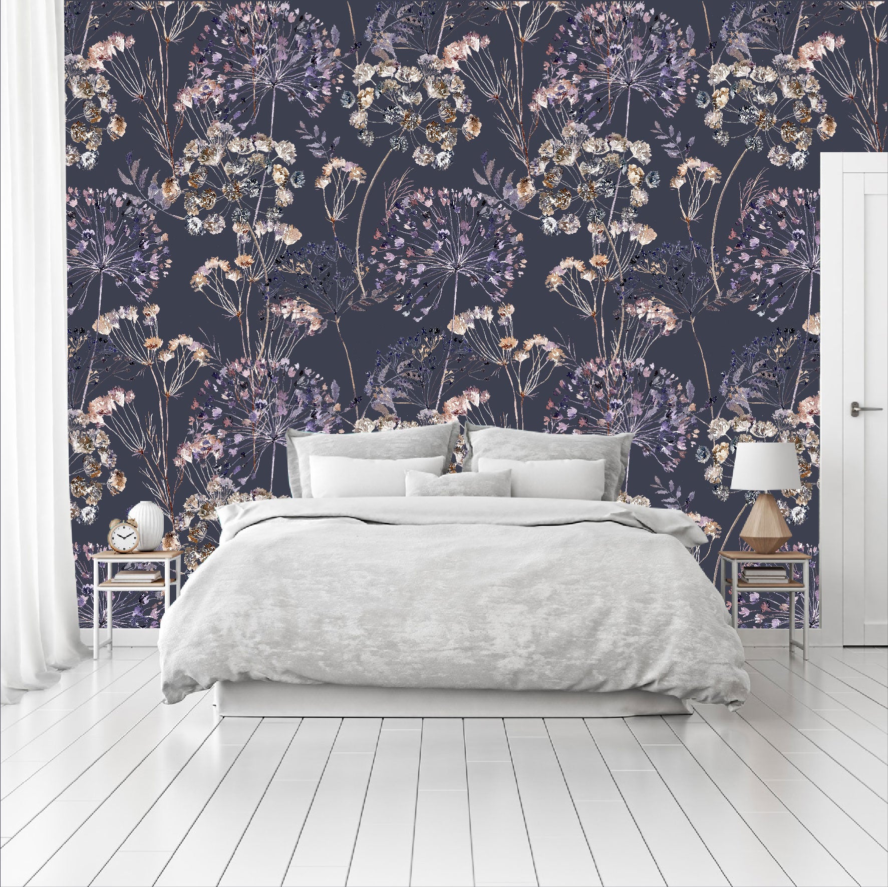 Mural Mate Flores Estilo Boho fondo oscuro - MT426