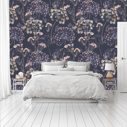Mural Mate Flores Estilo Boho fondo oscuro - MT426