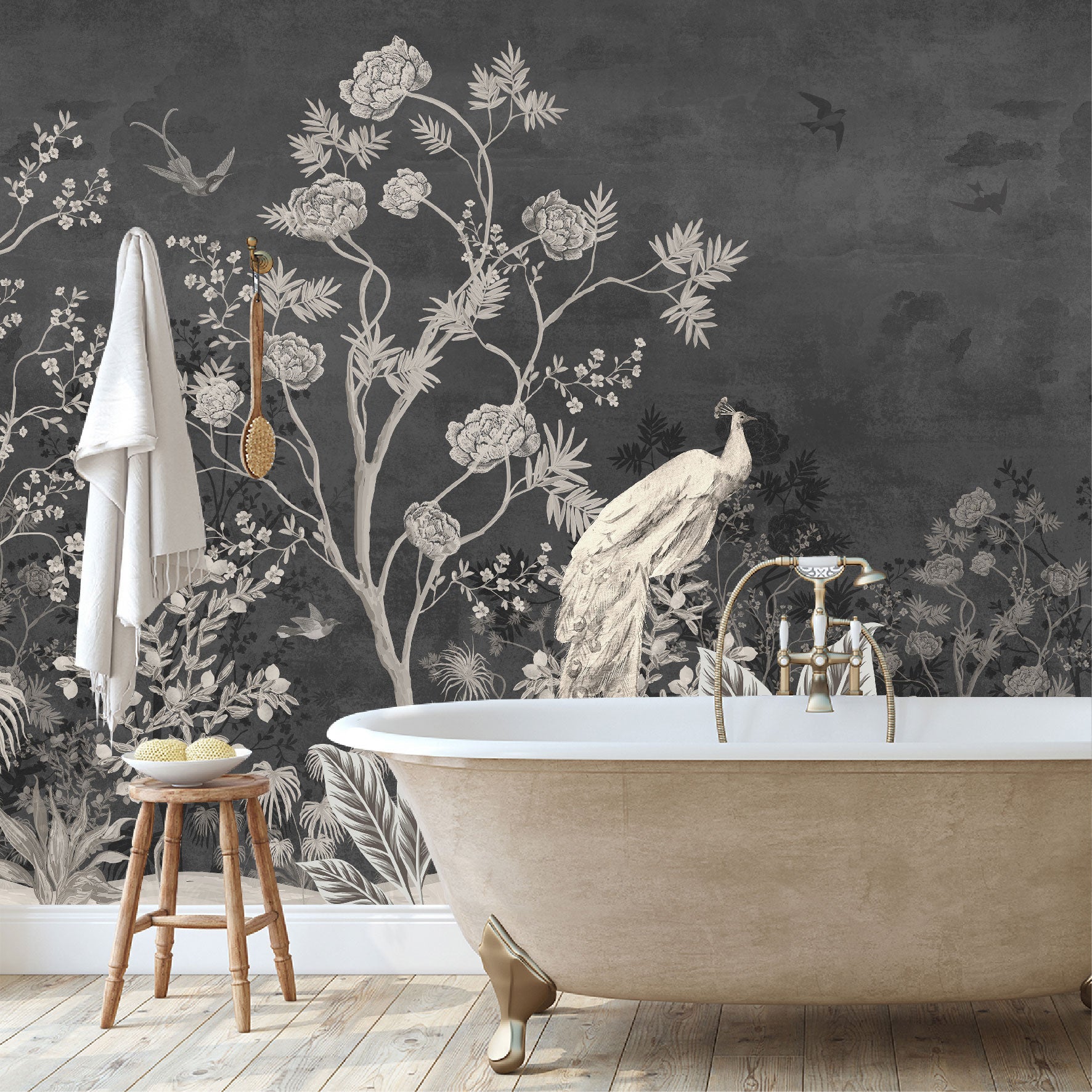 Mural Jardín Vintage con Fondo Oscuro - MT259