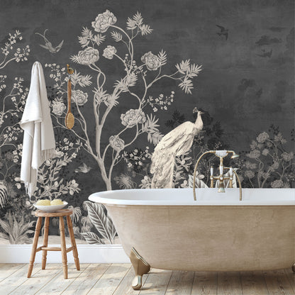 Mural Jardín Vintage con Fondo Oscuro - MT259