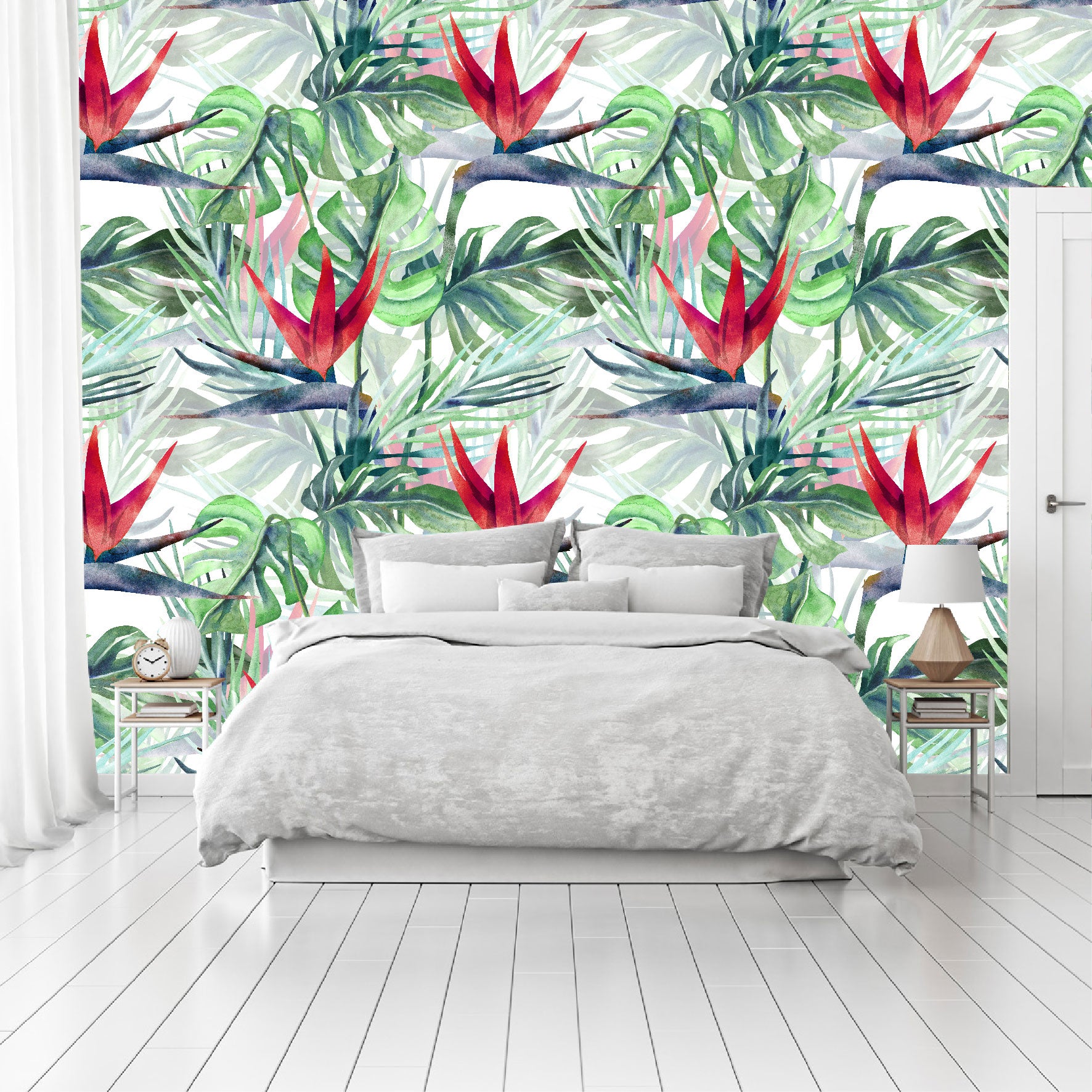 Vinilo Mate Tropical Flores rojas de Stritzia 081