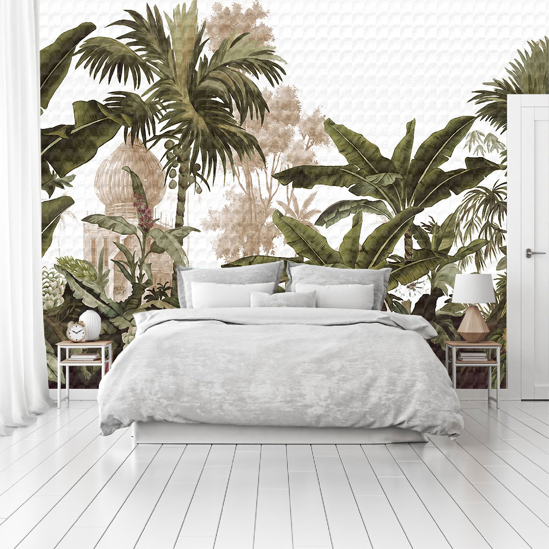 Vinilo Mate Selva Tropical con Castillo Antiguo 135