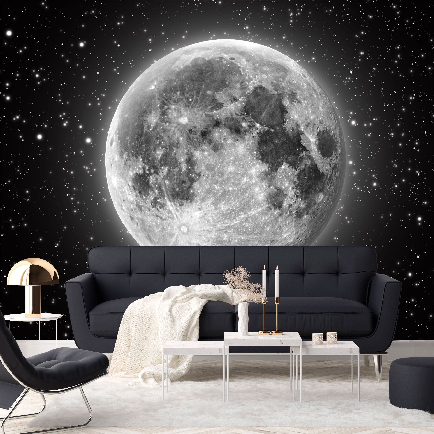 Fotomural Luna llena con estrellas - FM011