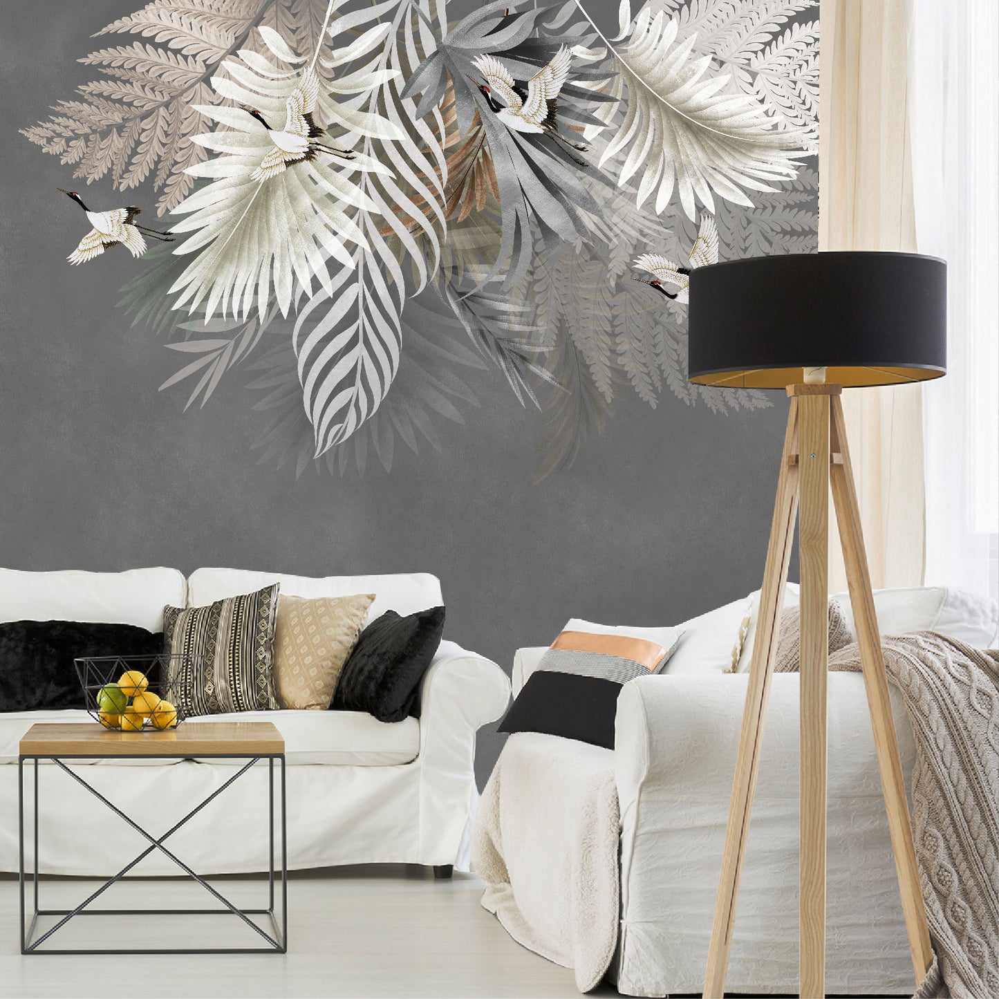 Mural Hojas de Palma con Aves - MT233