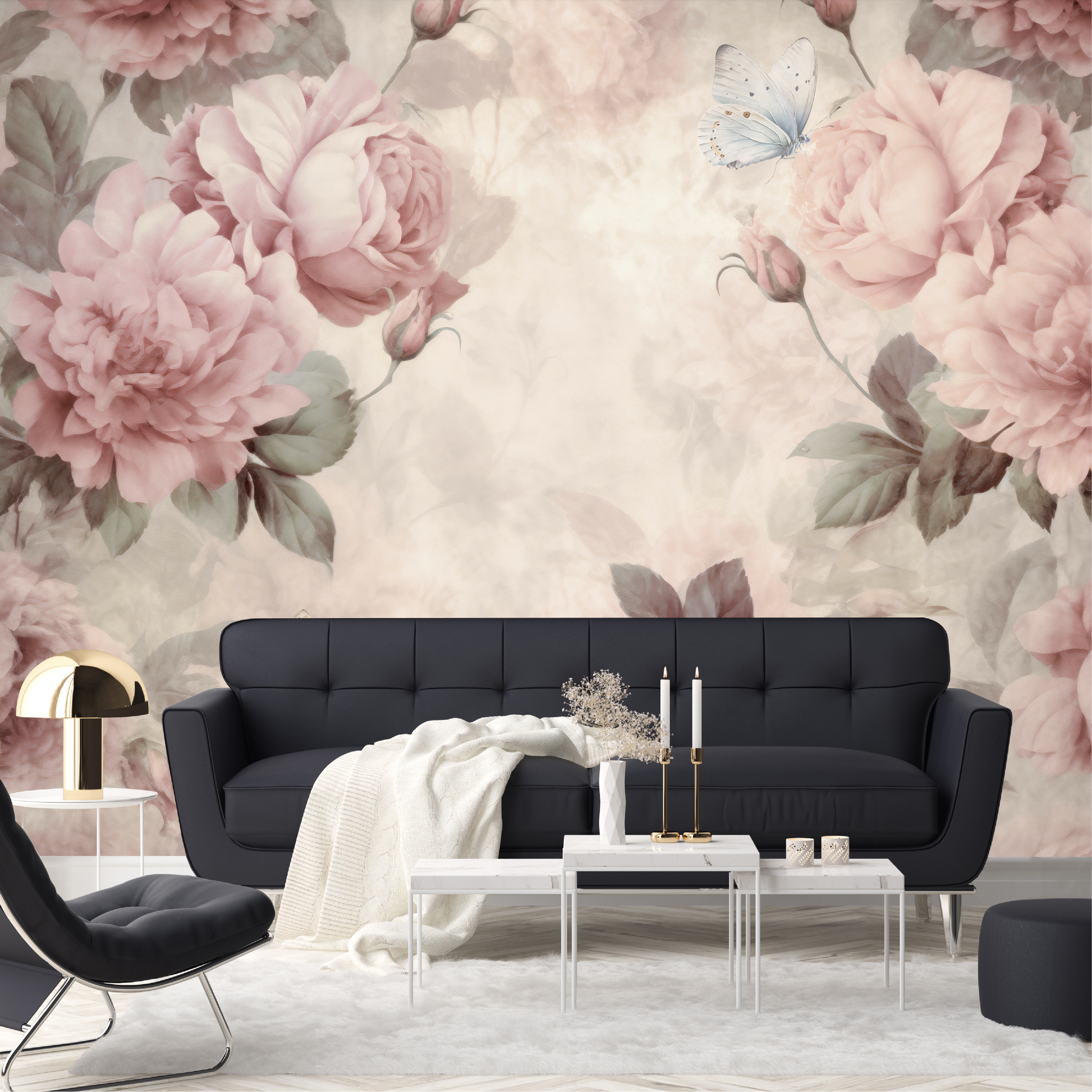 Mural Vintage Flores Peonias - MT412