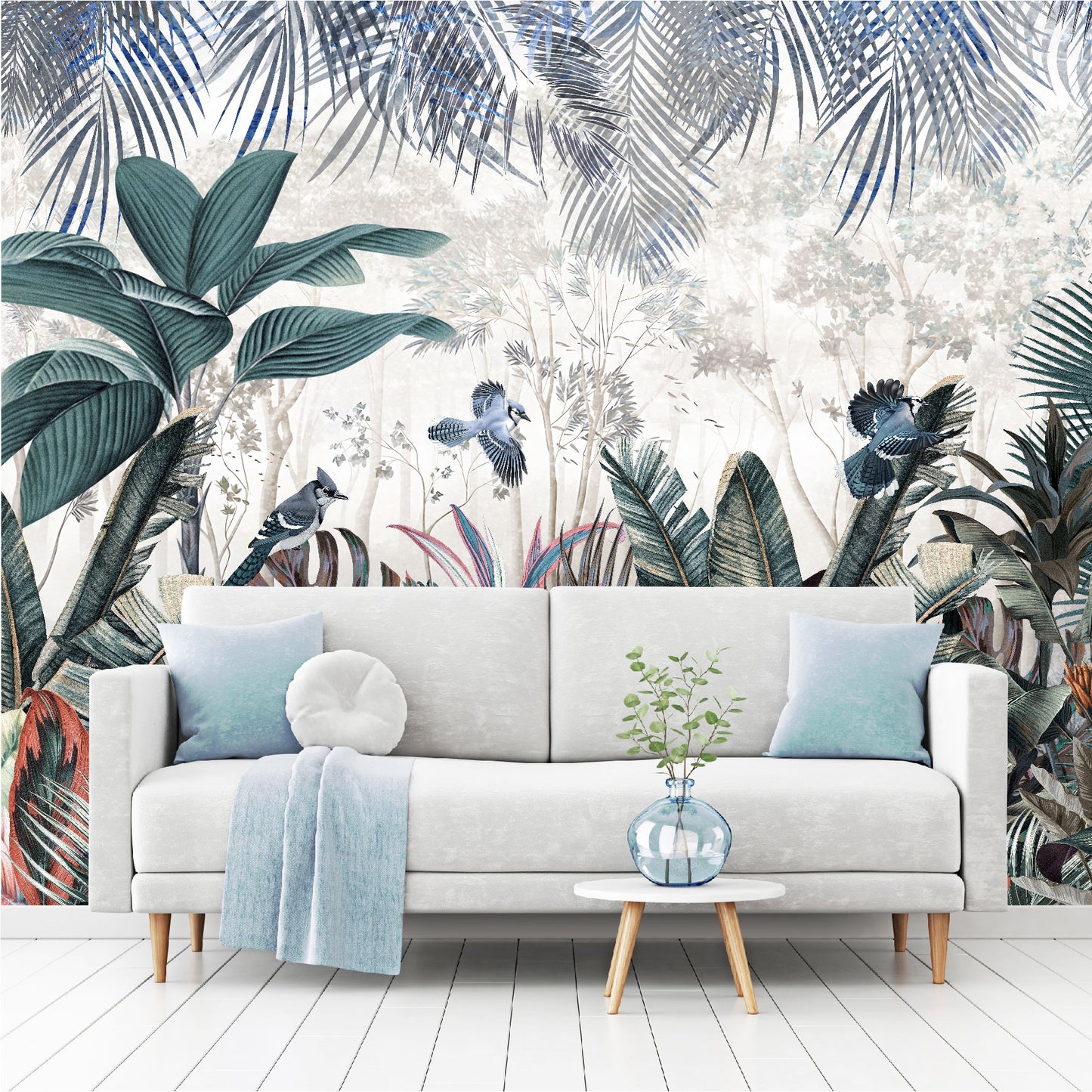 Mural Jardín Tropical con hojas coloridas  - MT439