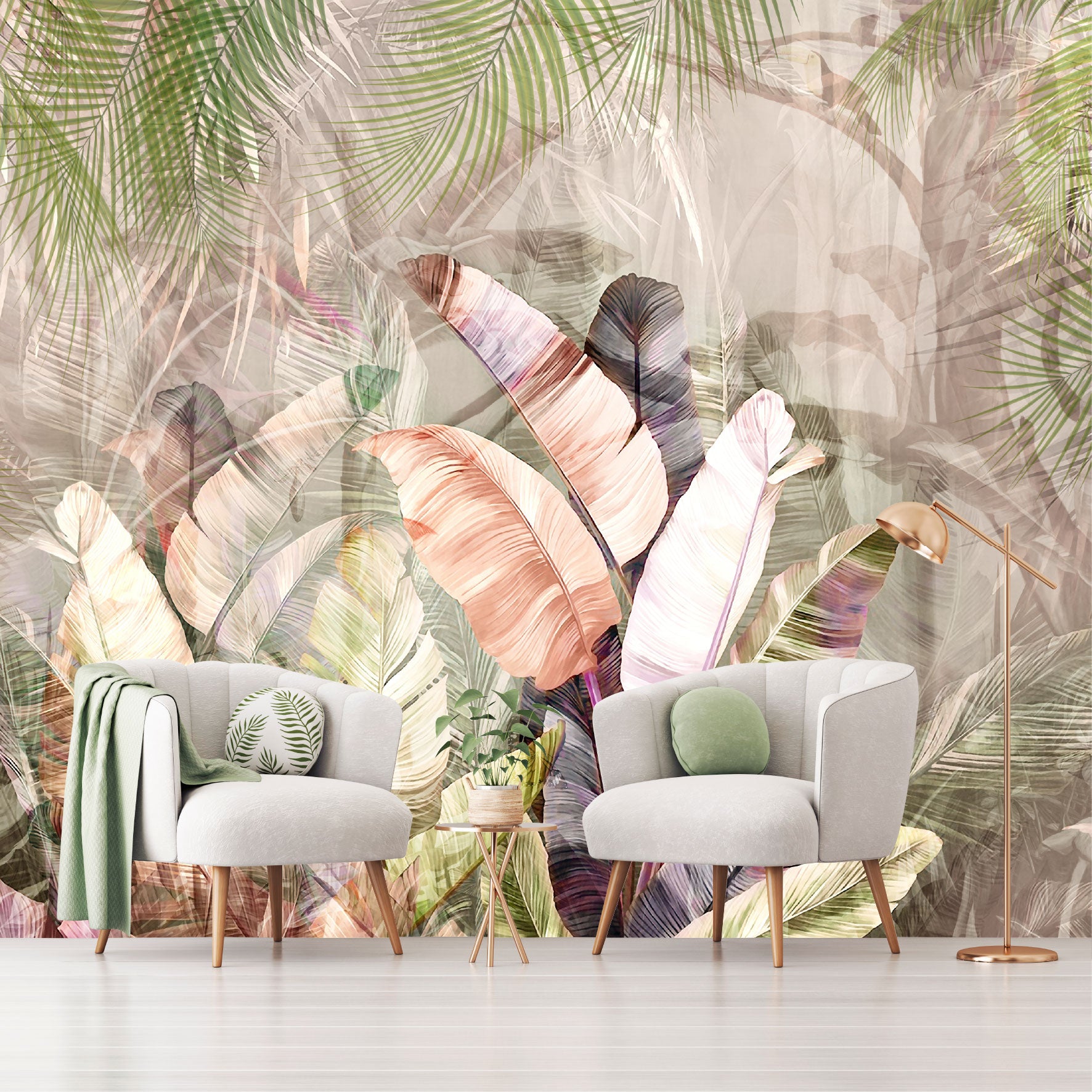 Mural Tropical Plumas Coloridas - MT578