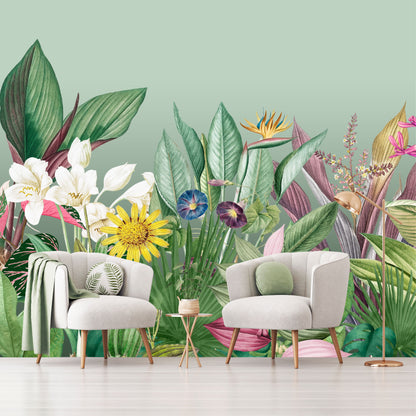 Mural Tropical Flores Coloridas  - MT581