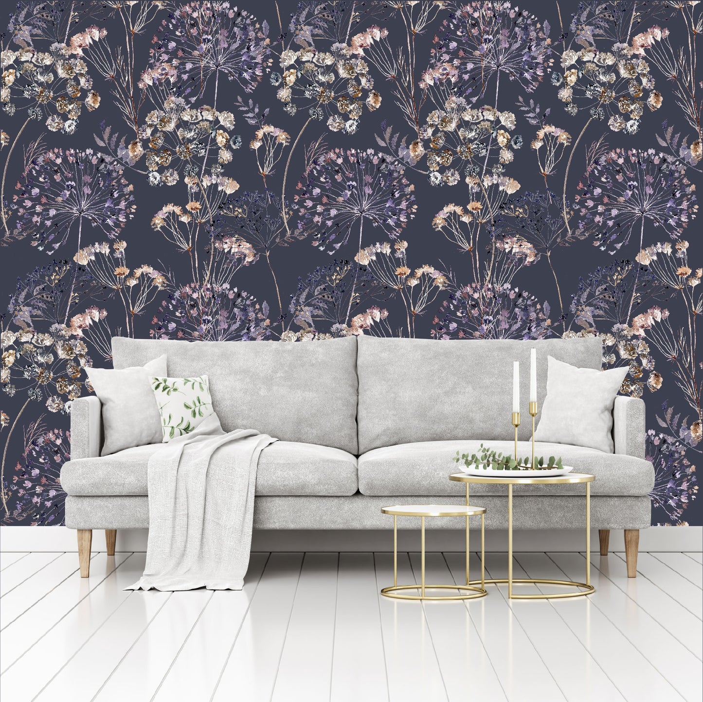 Mural Mate Flores Estilo Boho fondo oscuro - MT426
