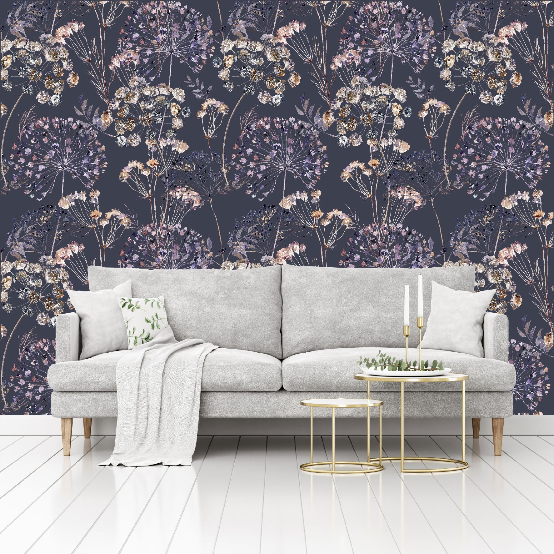 Mural Mate Flores Estilo Boho fondo oscuro - MT426