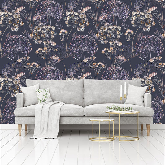Mural Mate Flores Estilo Boho fondo oscuro - MT426