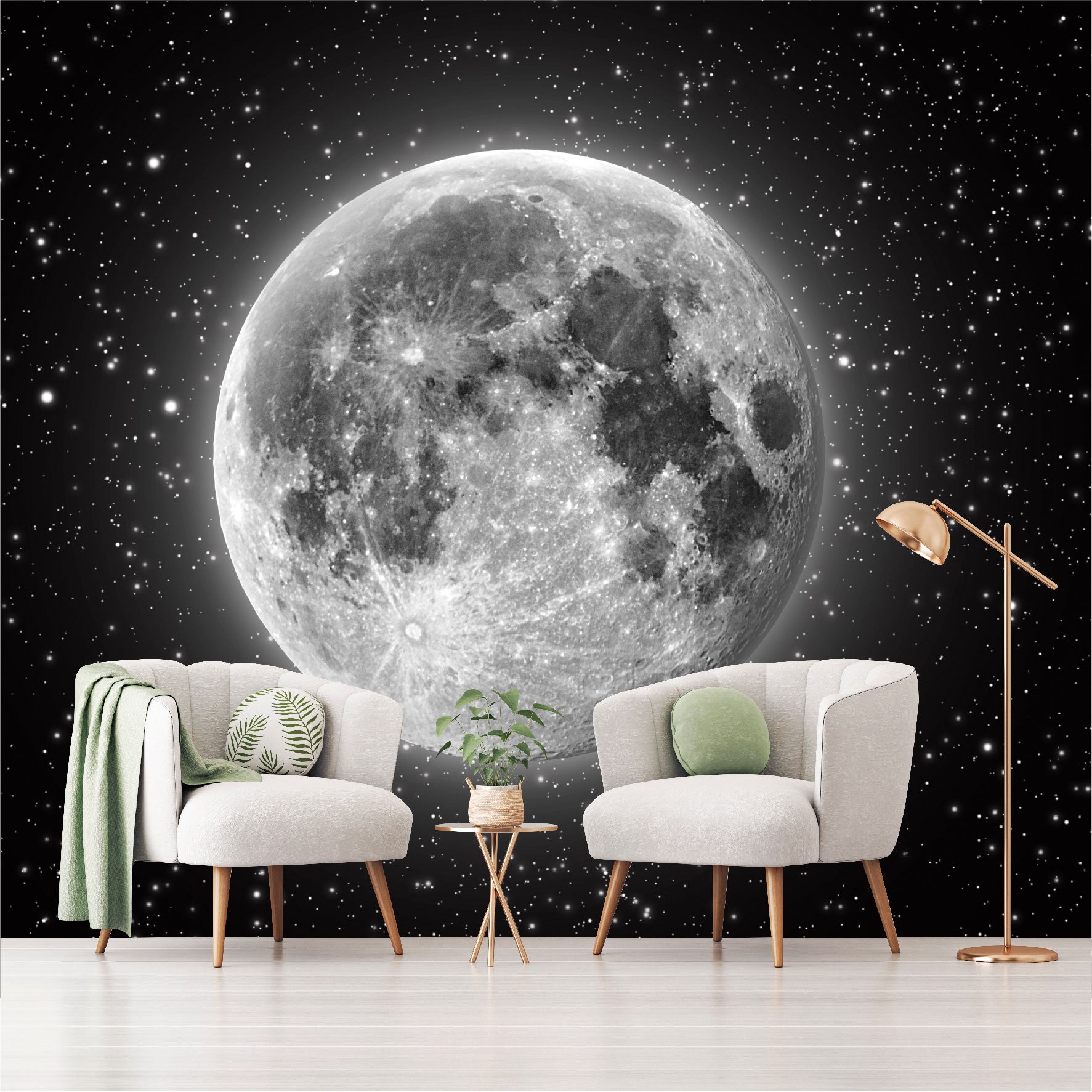 Fotomural Luna llena con estrellas - FM011