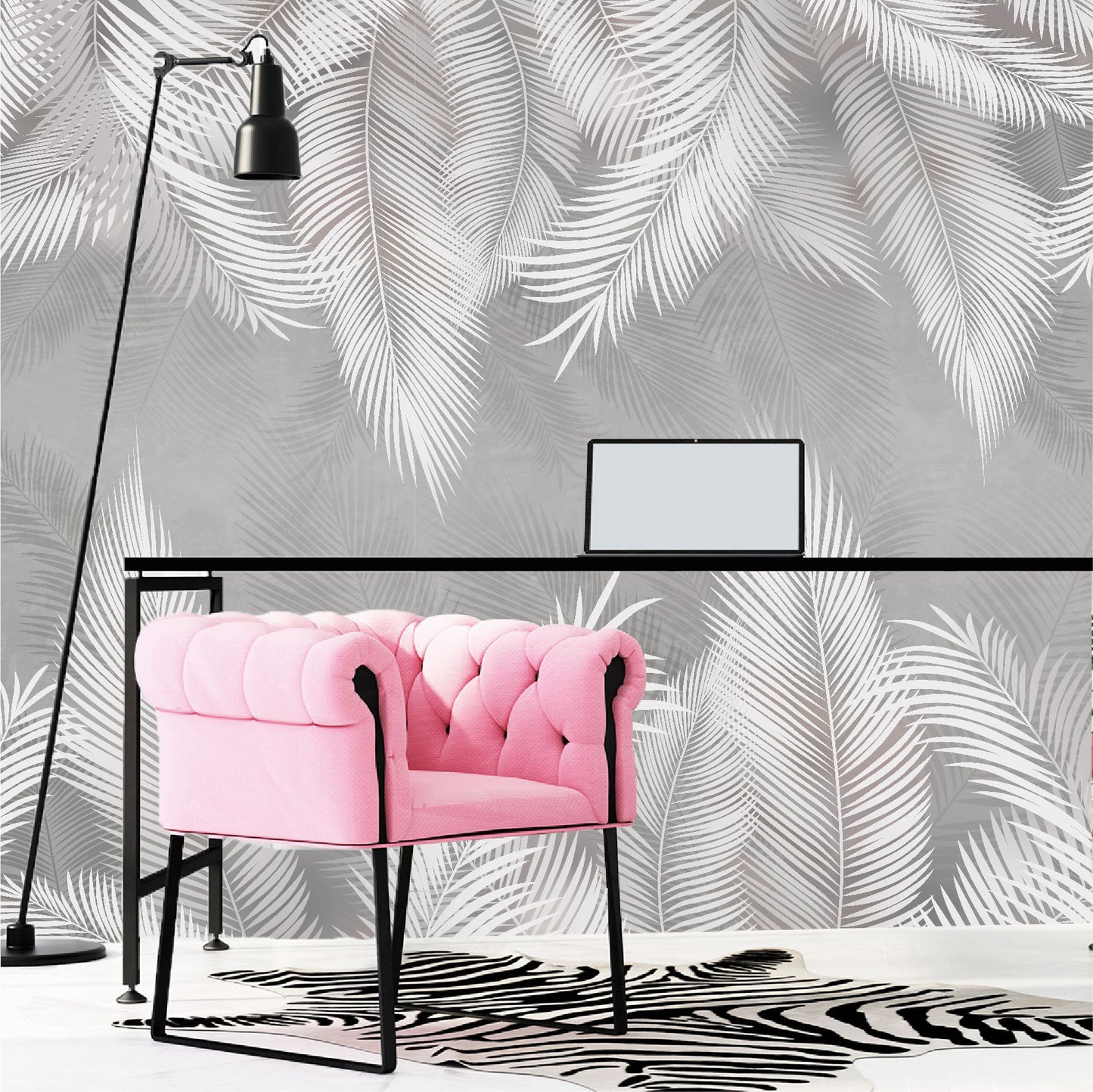 Mural Plumas Blancas y Grises - MT414