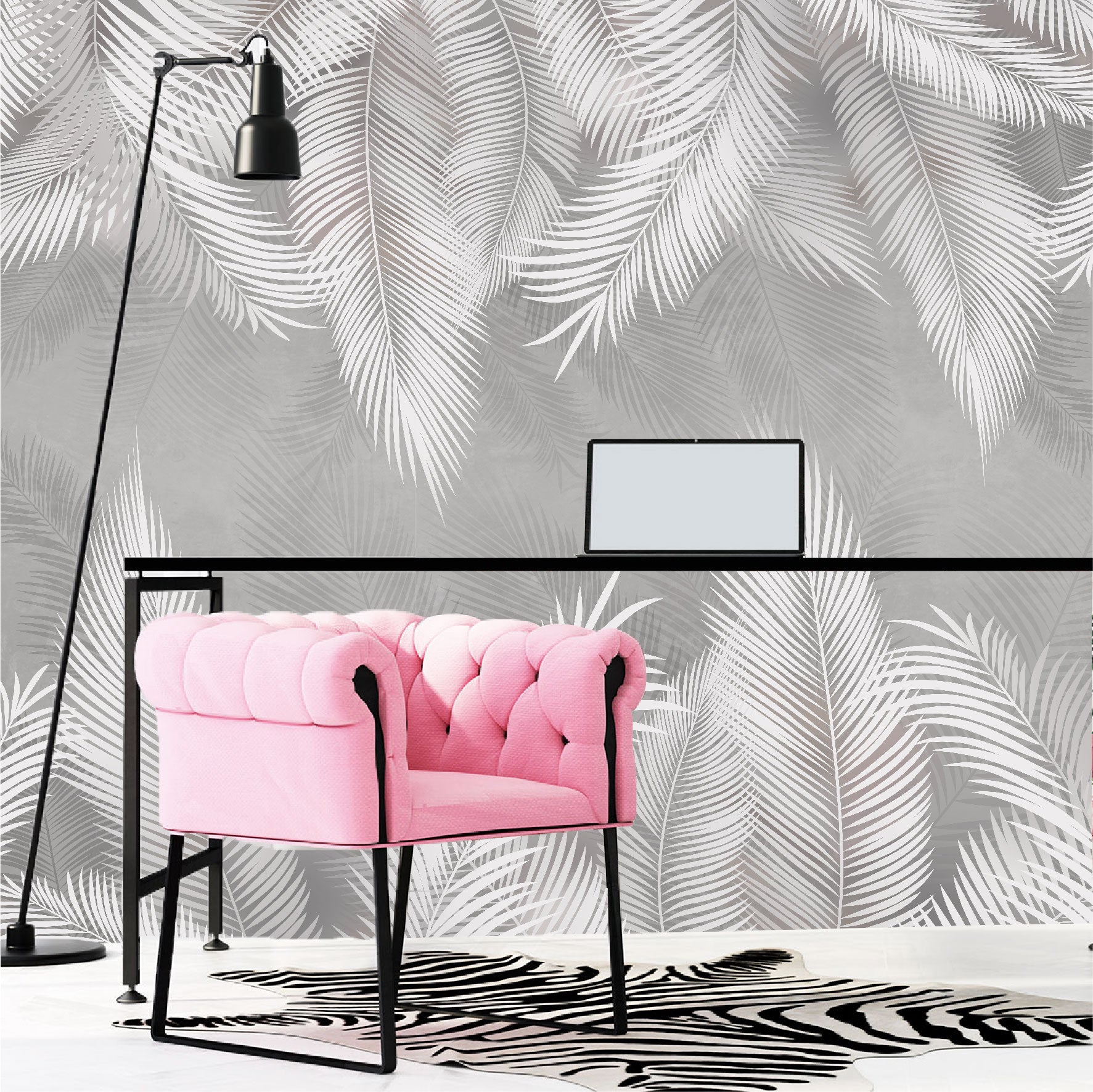 Mural Plumas Blancas y Grises - MT414