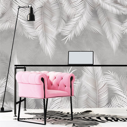 Mural Plumas Blancas y Grises - MT414