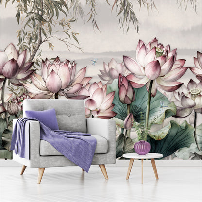 Mural Tropical Flores de Loto - MT391