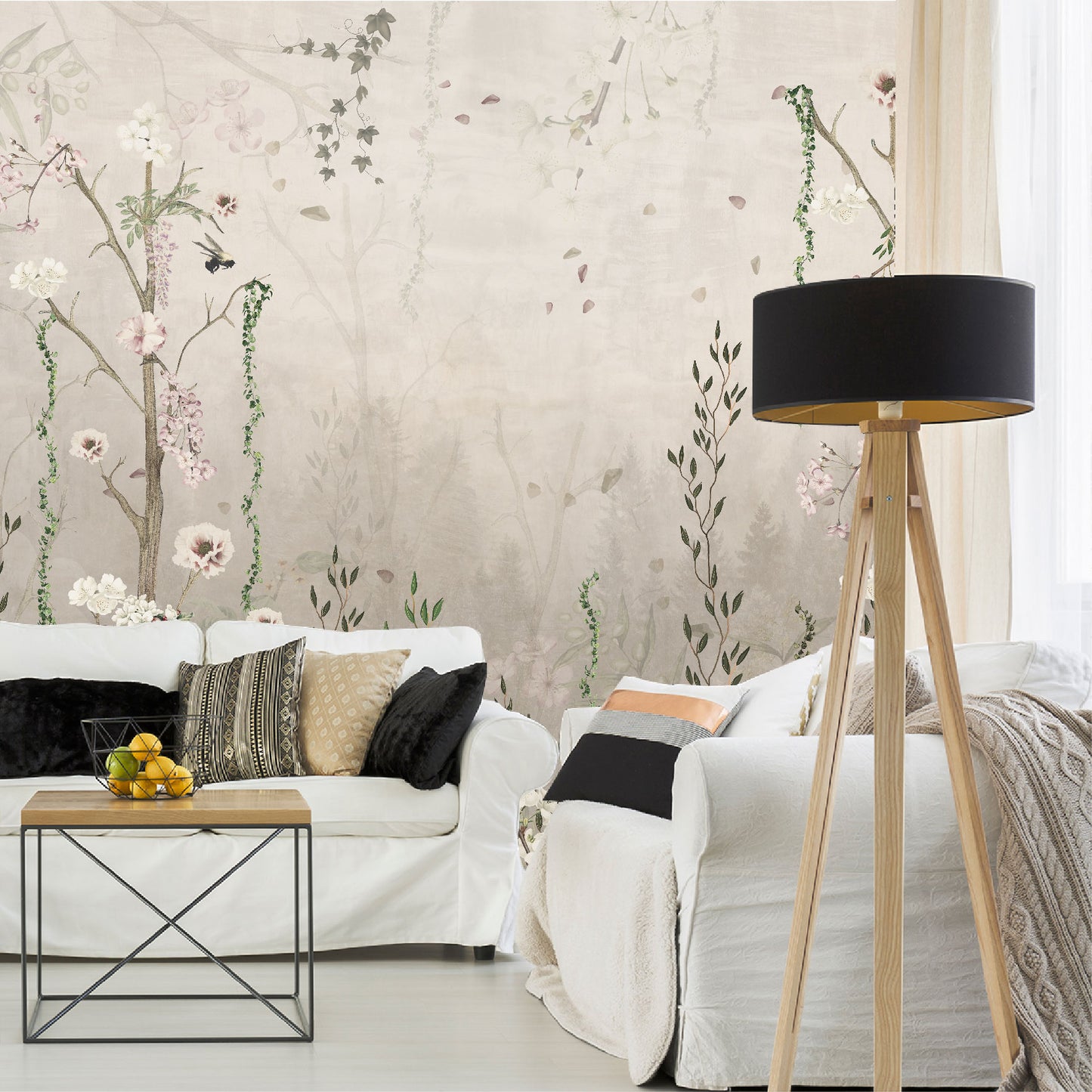 Mural Flores con Enredaderas Estilo Vintage - MT192