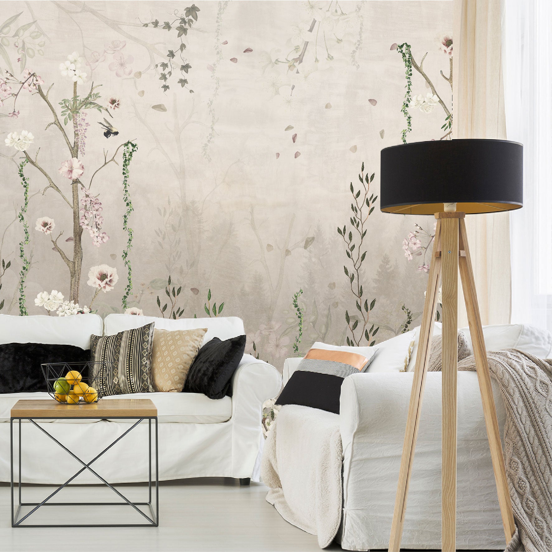 Mural Flores con Enredaderas Estilo Vintage - MT192
