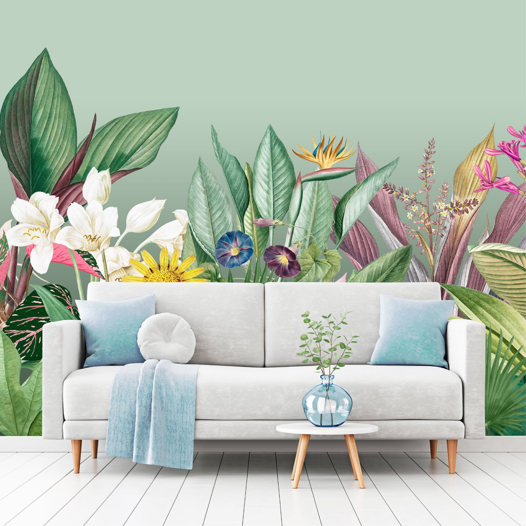Mural Tropical Flores Coloridas  - MT581