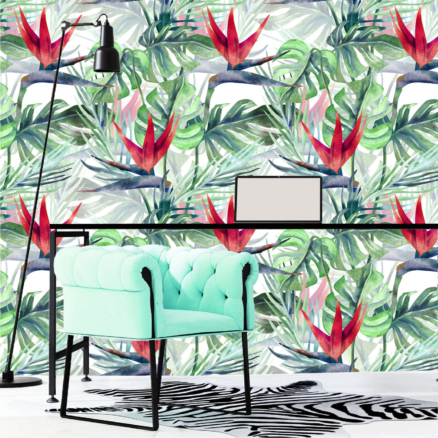 Vinilo Mate Tropical Flores rojas de Stritzia 081