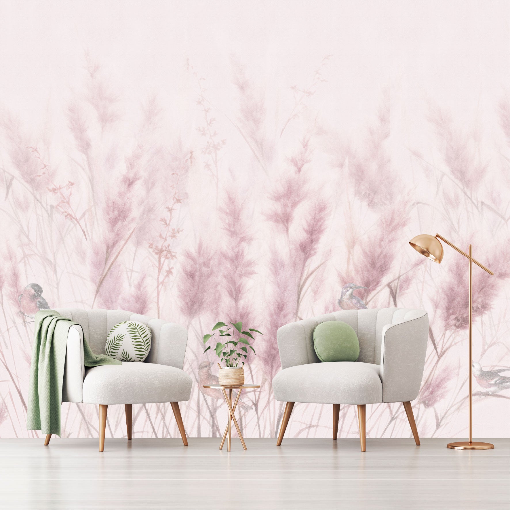 Mural Plumas Rosas - MT559