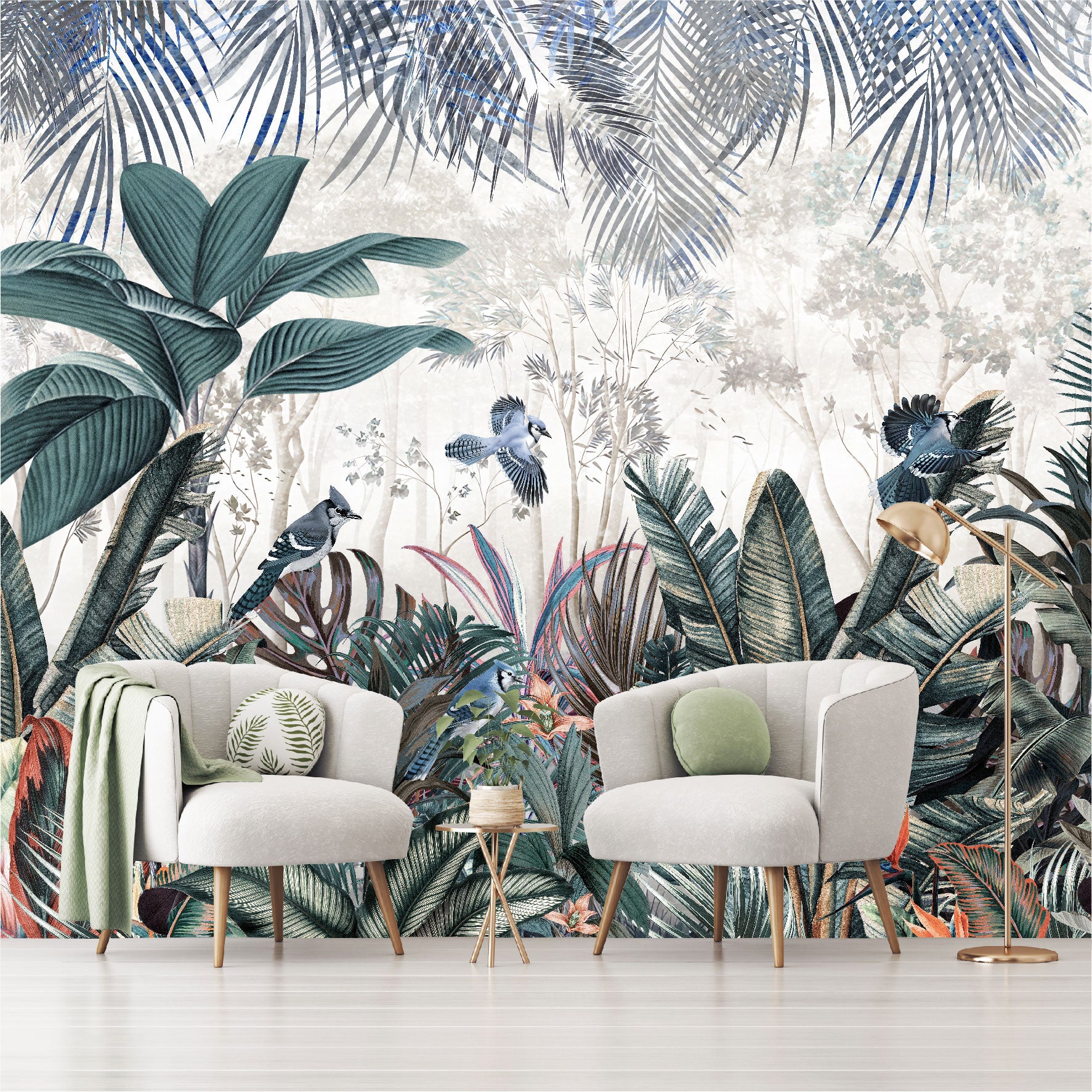 Mural Jardín Tropical con hojas coloridas  - MT439