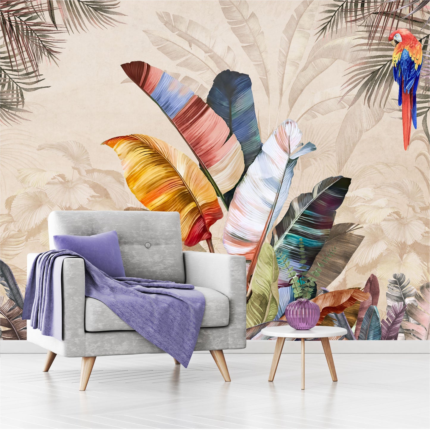 Mural Plumas Tropicales Multicolor - MT409
