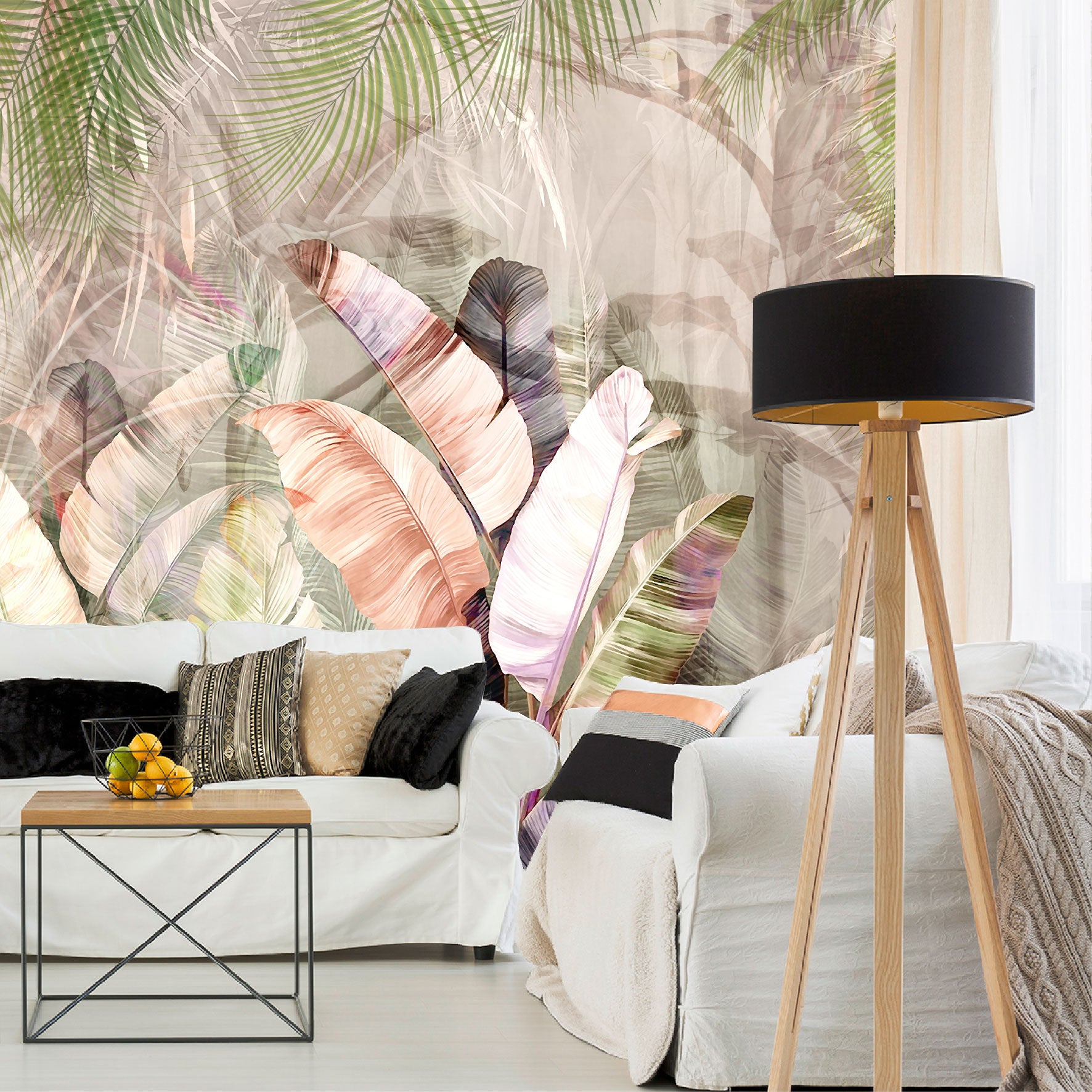 Mural Tropical Plumas Coloridas - MT578