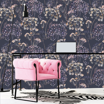 Mural Mate Flores Estilo Boho fondo oscuro - MT426