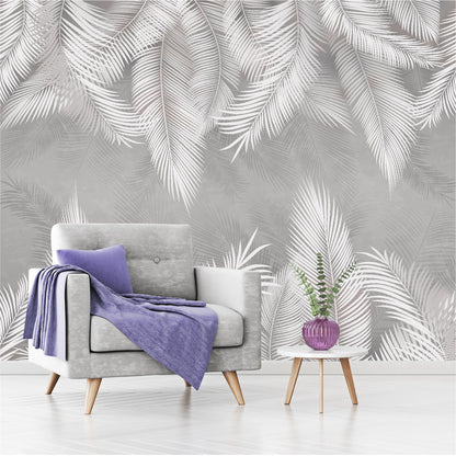 Mural Plumas Blancas y Grises - MT414