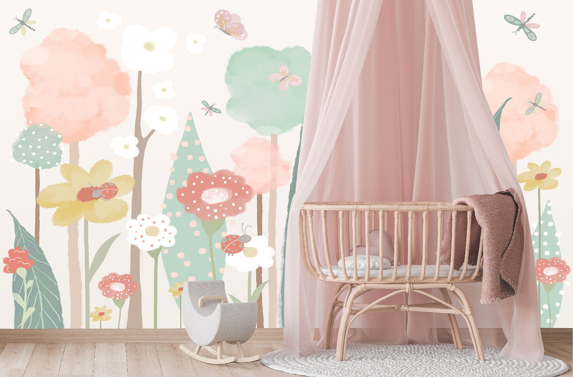 Mural Infantil Flores Silvestres Acuareladas - MI052