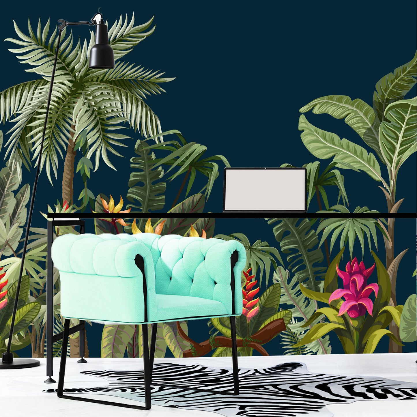 Vinilo Mate Tropical Frontera con Flores 060