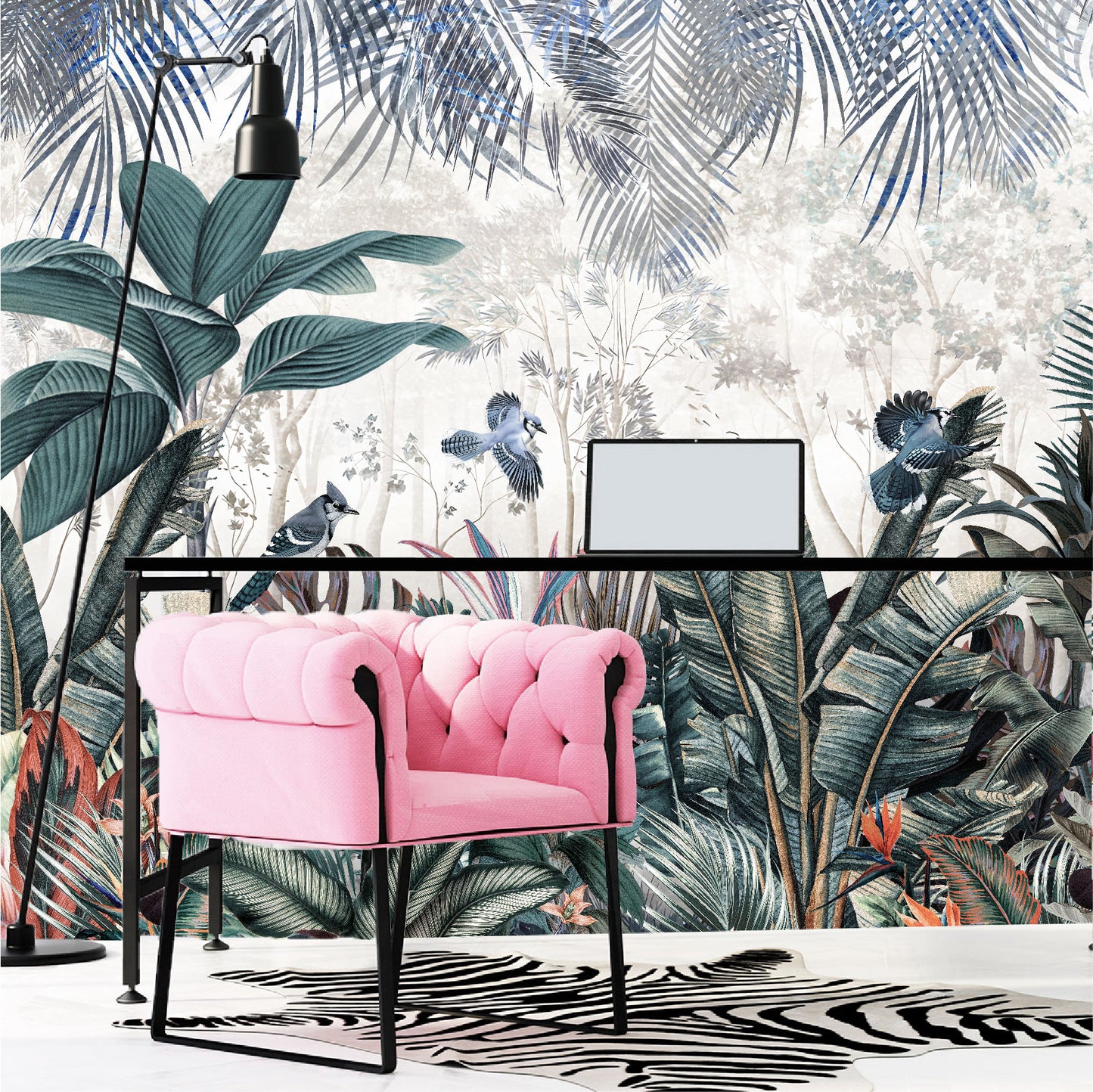 Mural Jardín Tropical con hojas coloridas  - MT439