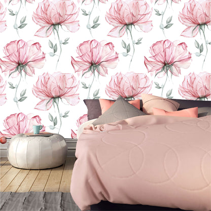 Mural Mate Flores Acuareladas Rosas - MT428