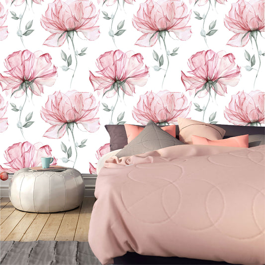 Mural Mate Flores Acuareladas Rosas - MT428