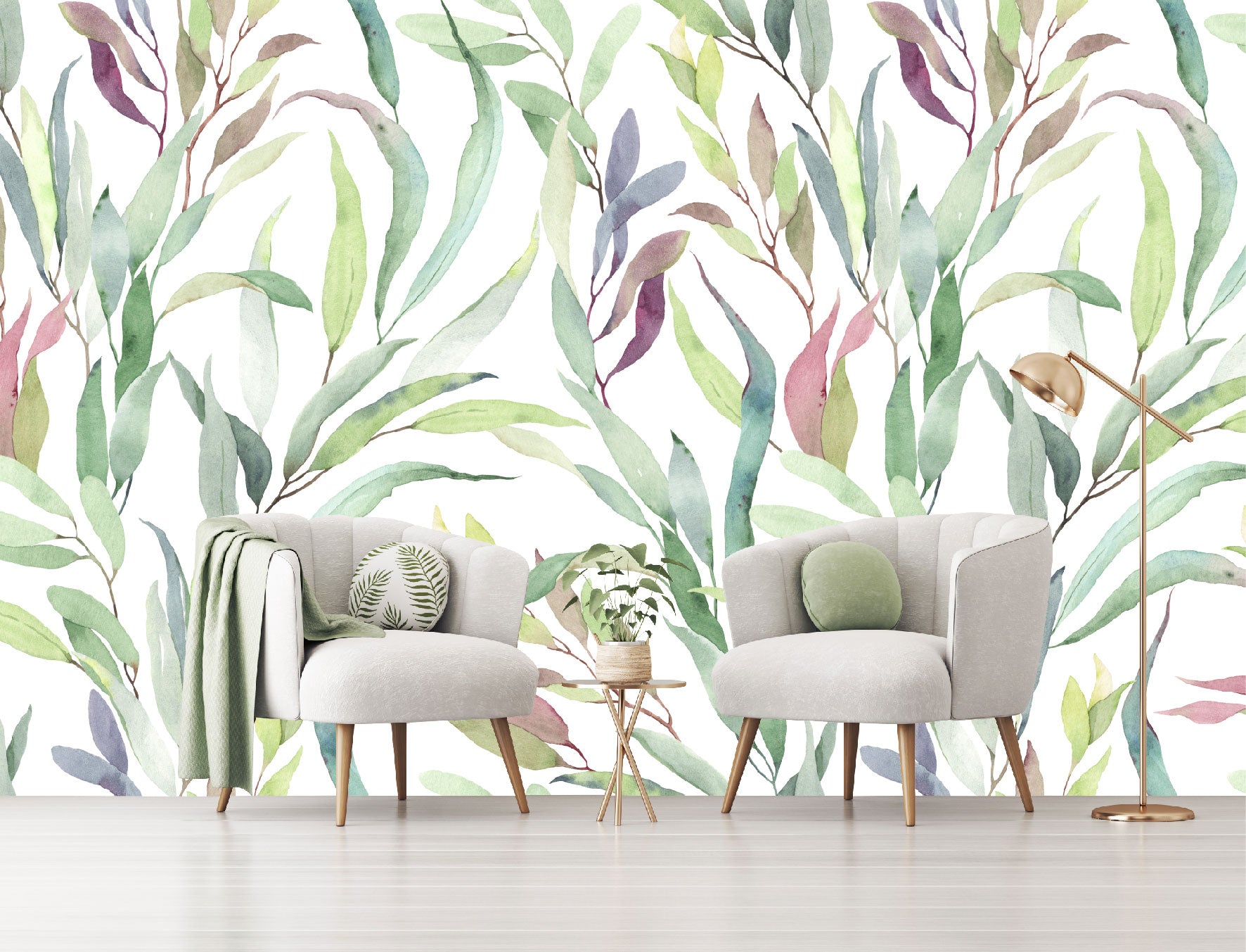 Mural Tropical Hojas Coloridas - MT187