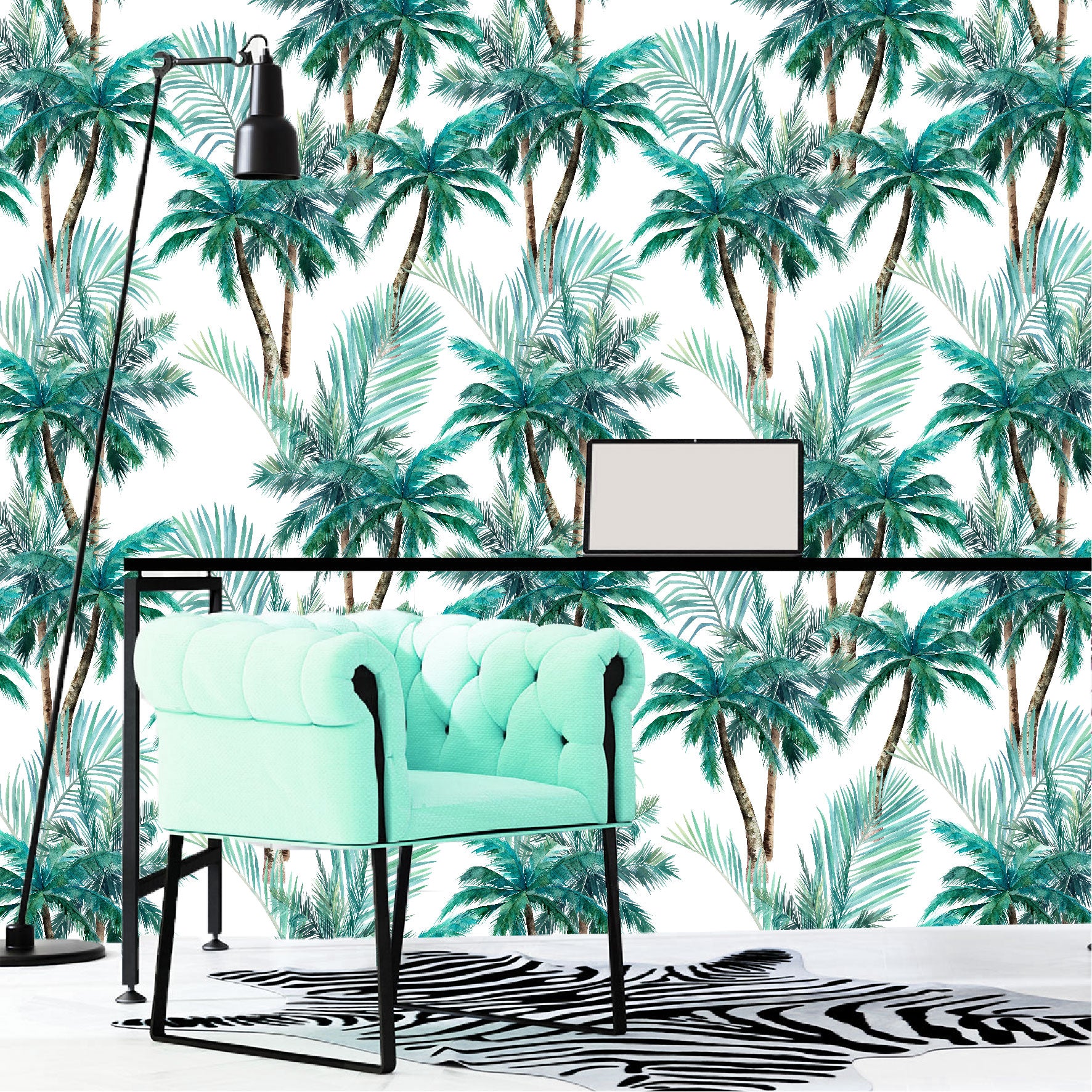 Mural Hojas con Palmeras Tropicales - MT117