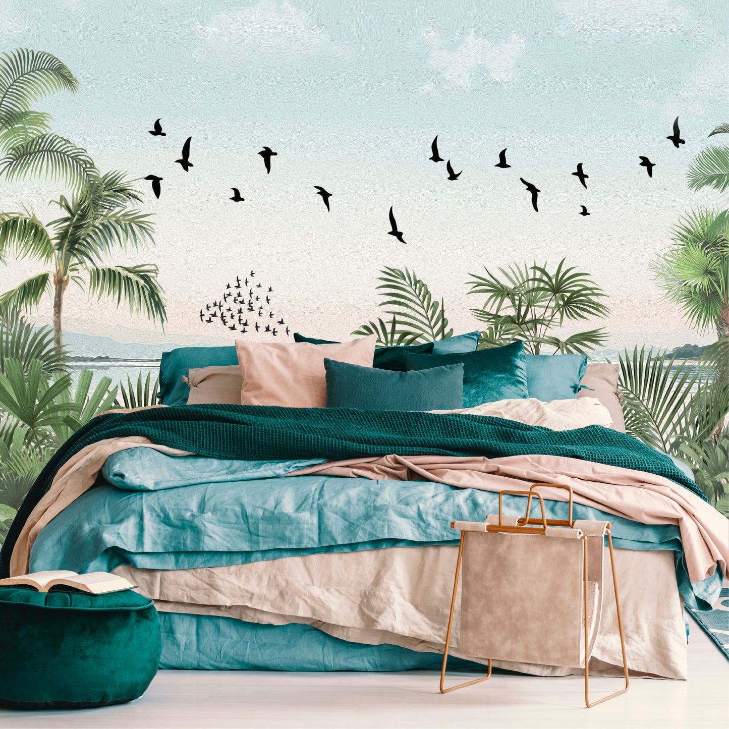Mural Playa Tropical con Aves - MT572