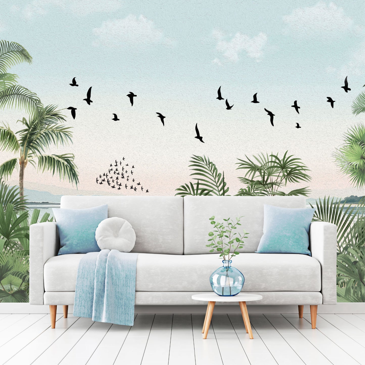 Mural Playa Tropical con Aves - MT572