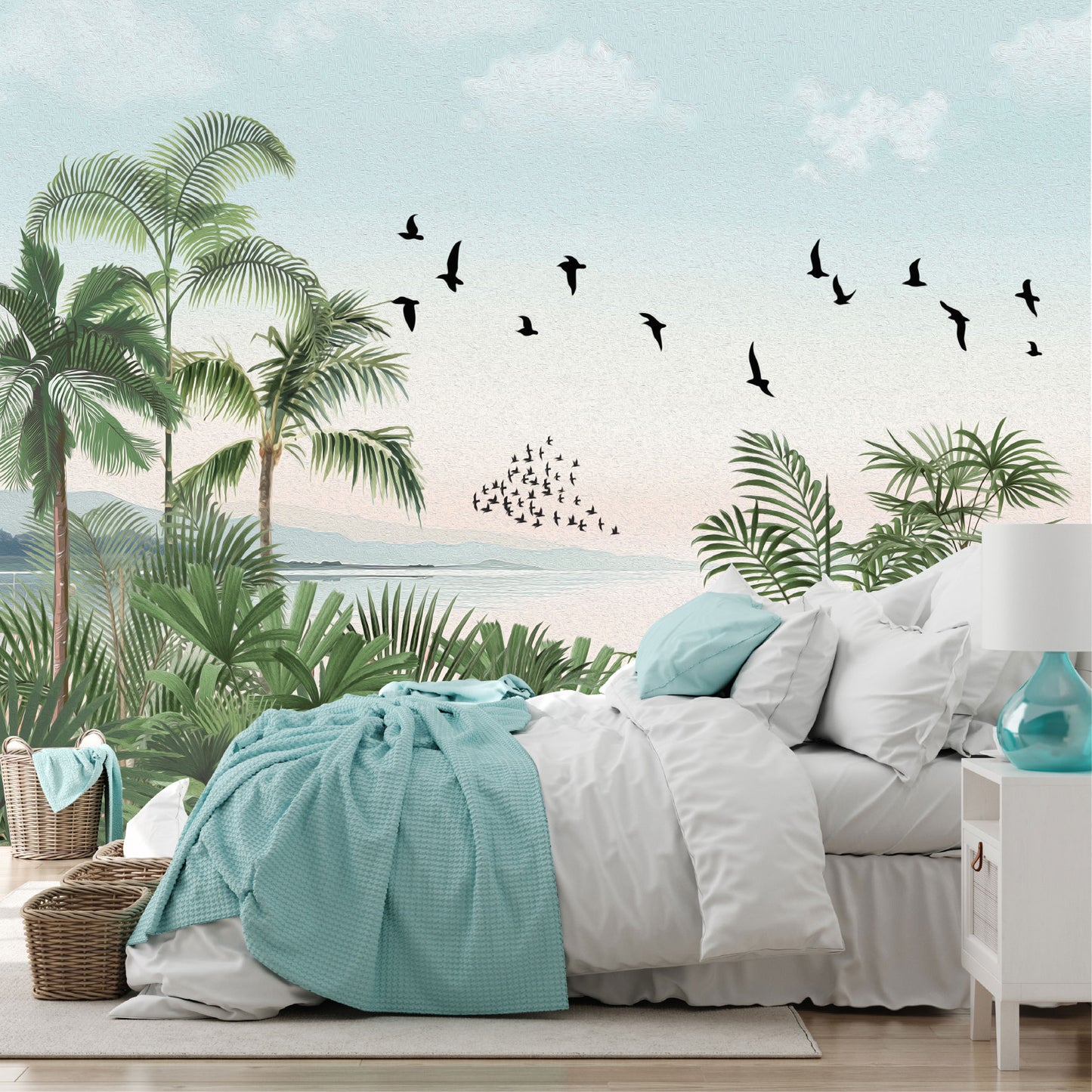 Mural Playa Tropical con Aves - MT572