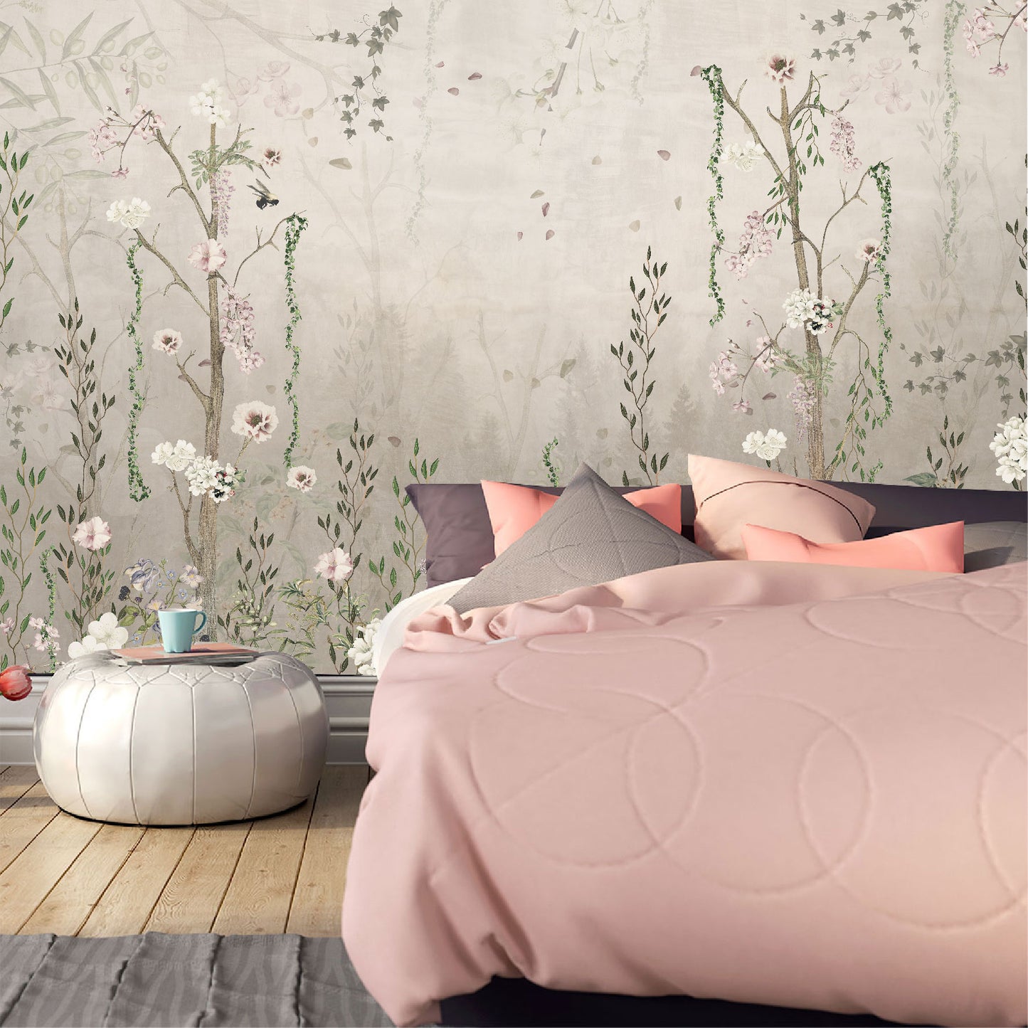 Mural Flores con Enredaderas Estilo Vintage - MT192