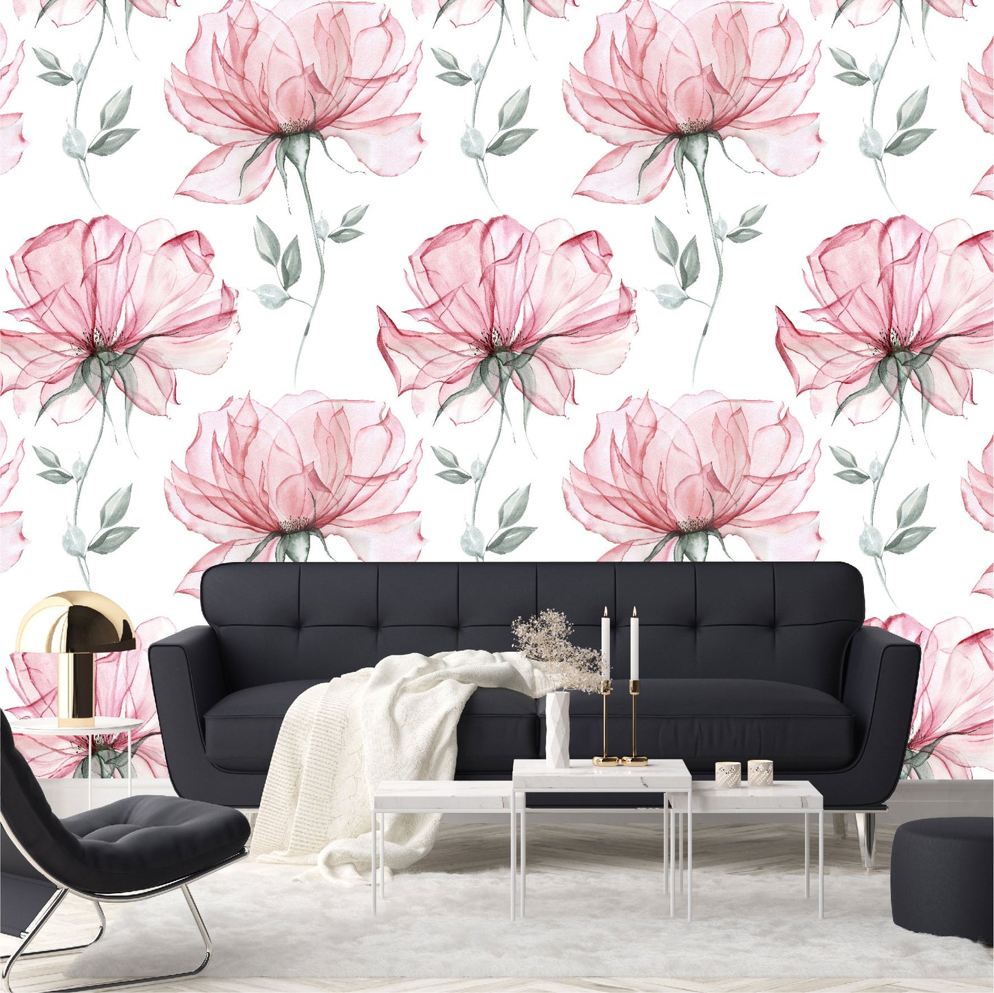 Mural Mate Flores Acuareladas Rosas - MT428
