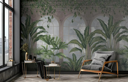 Mural Tropical Columnas con Hojas de Plátano - MT604