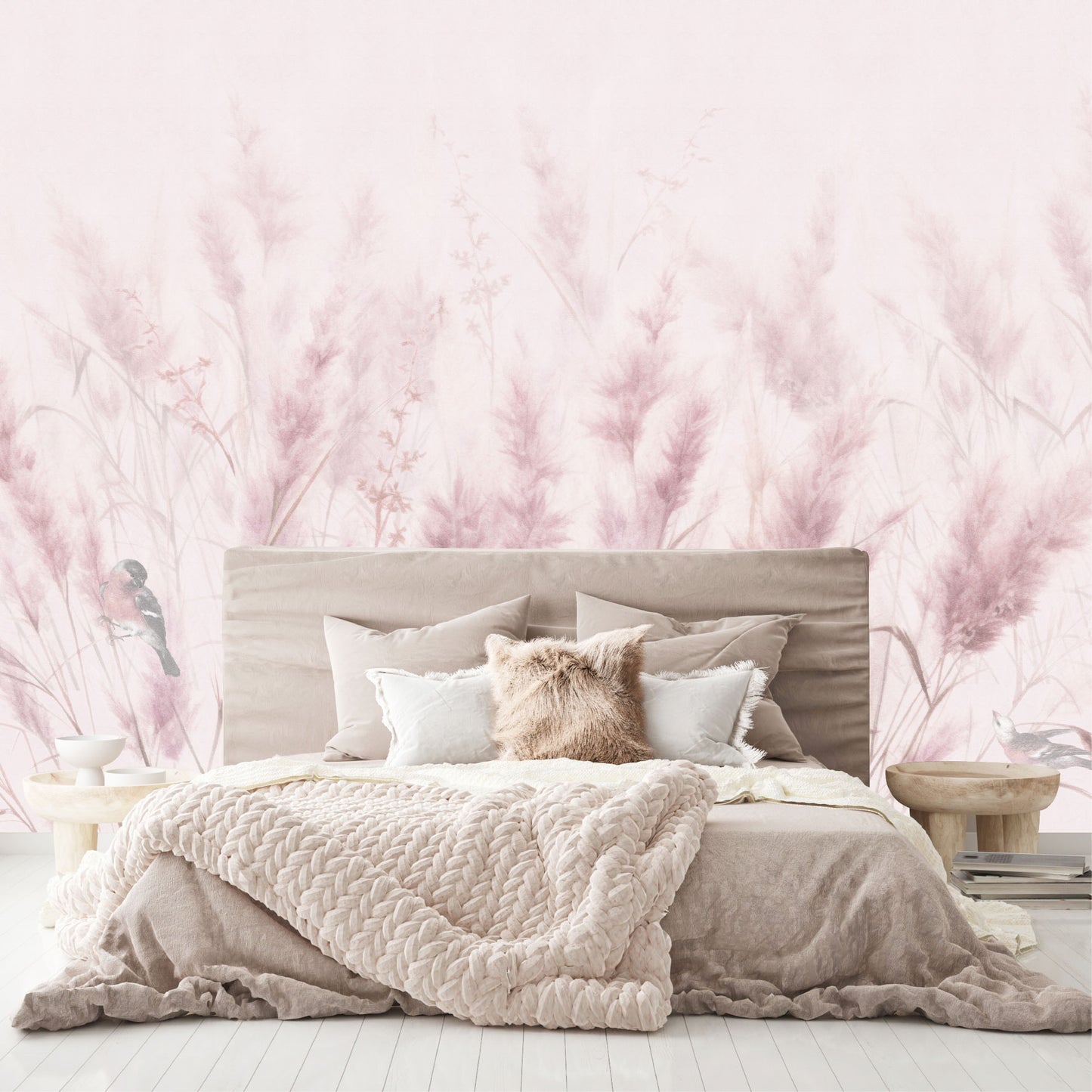 Mural Plumas Rosas - MT559