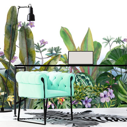 Mural Hojas Tropicales con Flores - MT156