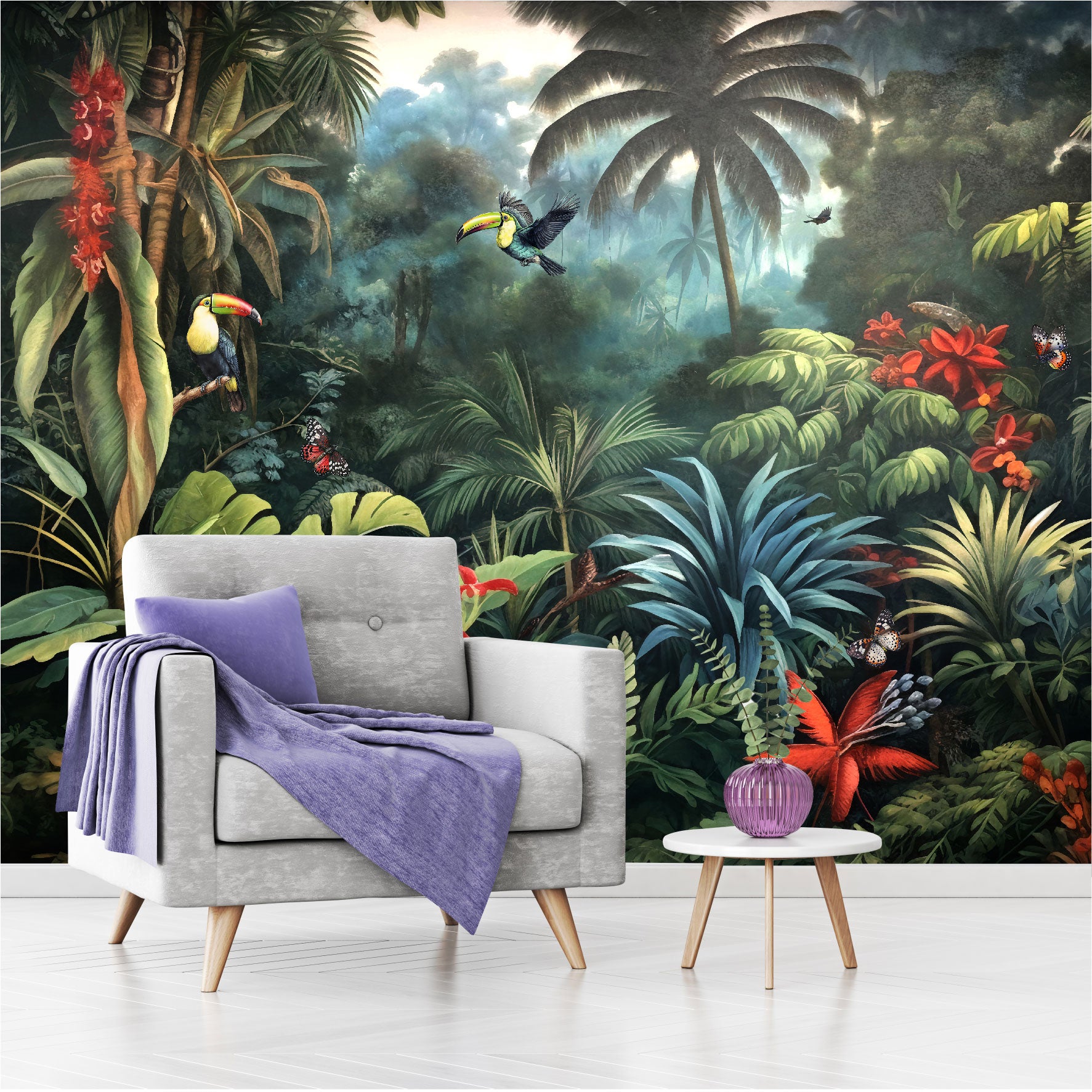 Mural Jungla Tropical con Loros - MT405