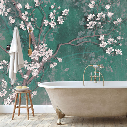 Mural Tropical Árbol con Flores y Pájaros - MT186