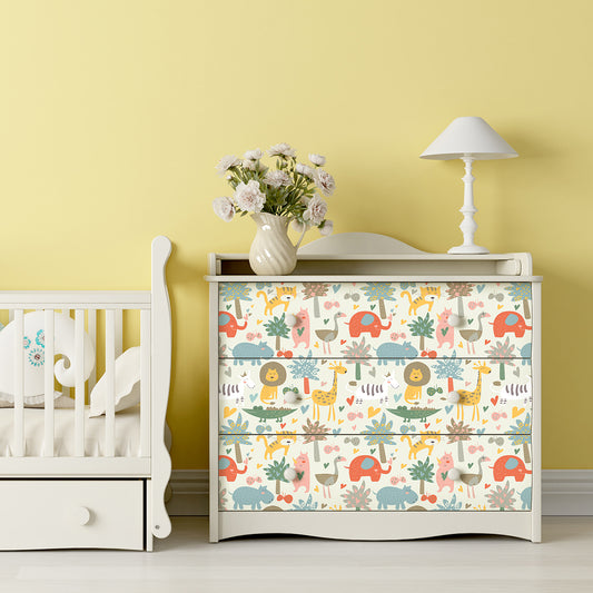 Vinilo para Muebles Animales Tropicales Felices - MI109