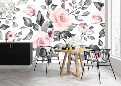 Vinilo Mate Tropical Flores Rosas - Modelo 1219