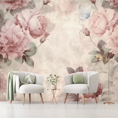 Mural Vintage Flores Peonias - MT412